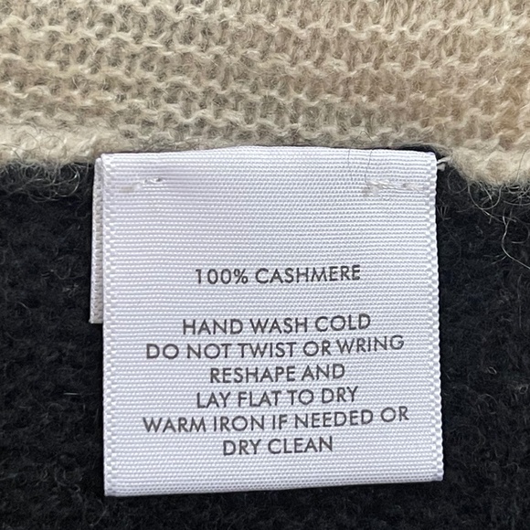 White + Warren Cashmere Sweater Colorblock Pullover Soft Classic Black Cream L - Picture 5 of 6